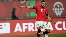 Kapitán egyptských fotbalist� Mohamed Salah v utkání proti Beninu.