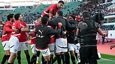 Gólová oslava egyptských fotbalist� v utkání proti Beninu.