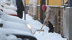 Sn�hové a mrazivé po�así v �eských Bud�jovicích. (9. ledna 2026)