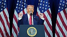 Prezident Donald Trump hovo�í s republikánskými zákonodárci Sn�movny...