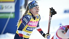 Jessie Digginsová se v cíli raduje z vít�zství ve Falunu.
