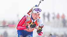 Markéta Davidová na trati sprintu v Oberhofu.
