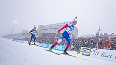 Tomá� Mikyska b�hem sprintu v Oberhofu.