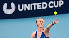 Barbora Krej�íková b�hem týmové sout�e United Cup