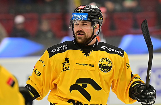 Litvínovský úto�ník Maxim �ajkovi� se raduje z rozhodujícího gólu.