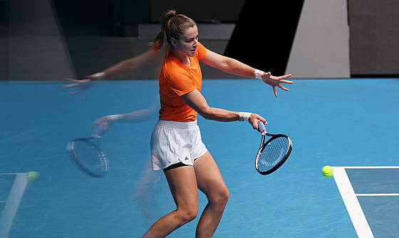 Karolína Muchová p�i tréninku p�ed Australian Open