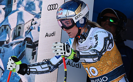 Ester Ledecká b�hem tréninku na sjezd v Tarvisiu.