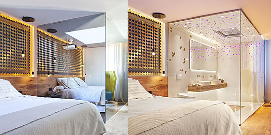 Zrcadlo opticky skv�le zv�t�uje prostor, koupenu za ním nikdo ne�eká. A je tam!...