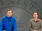 Grónský premiér Jens-Frederik Nielsen a dánská premiérka Mette Frederiksenová v...