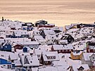 Zasn�ený Nuuk, hlavní m�sto Grónska (14. ledna 2026)