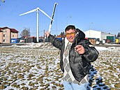 Stavba v�trné elektrárny v Doksanech na Litom��icku. Na snímku podnikatel...