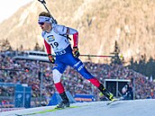 Tomá� Mikyska na trati stíhacího závodu v Ruhpoldingu