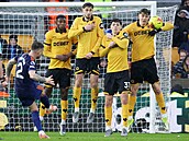 St�elu Kierana Trippiera z Newcastlu se ve zdi Wolverhamptonu sna�í zblokovat...