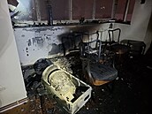 Byt v Olomouci po po�áru p�ímotopu a výbuchu tlakové láhve.