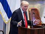 Americký prezident Donald Trump p�i projevu v izraelském Knesetu (13. �íjna...