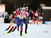 Tereza Voborníková na �ele �tafety �en v Ruhpoldingu.