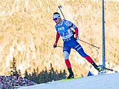 Michal Kr�má� na trati �tafety v Ruhpoldingu.