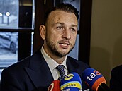 Slovenský ministr vnitra a p�edseda strany Hlas-SD Matú� �utaj E�tok (9. ledna...