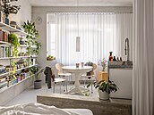 Lo�nice u� není lemována sklen�nou cihlovou st�nou, ale pokra�uje betonovým...