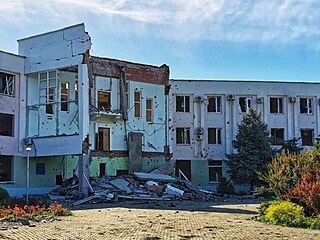 Ukrajinská Mariupolská státní univerzita po ruském bombardování v roce 2022.