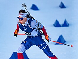 Michal Kr�má� b�hem sprintu v Ruhpoldingu