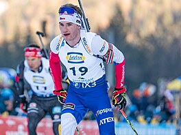 Tomá� Mikyska na trati stíhacího závodu v Ruhpoldingu