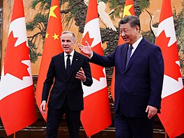 Kanadský premiér Mark Carney na setkání s �ínským prezidentem Si �in-pchingem v...