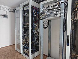 Výhledy na zasn�enou Prahu od BTS spole�nosti Cetin na Poliklinice Agel