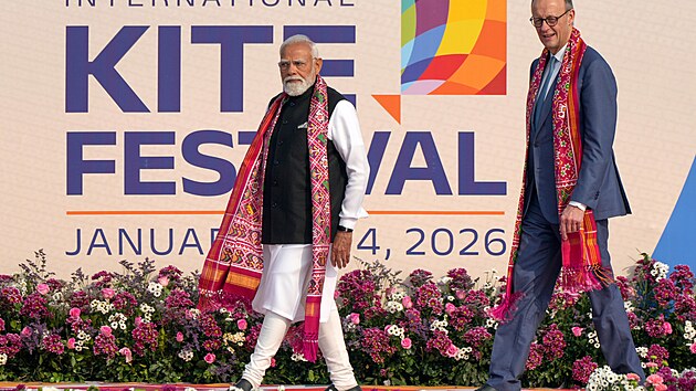 N�meck� kancl�� Friedrich Merz nav�t�vil Indii a setkal se s indick�m premi�rem Nar�drou M�d�m. Do Asie zav�tal poprv� od sv�ho zvolen�. (12. ledna 2026)