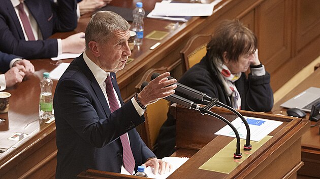 Sch�ze Poslaneck� sn�movny. Na sn�mku premi�r Andrej Babi� (ANO). (13. ledna 2026)