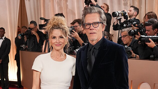 Kyra Sedgwicková a Kevin Bacon v Los Angeles na Zlatých glóbech (11. ledna 2026)