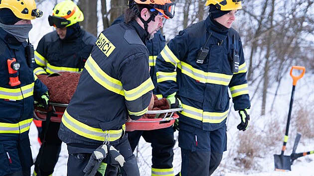 Z�chrana uv�zl�ho jesky���e na Blanensku (11. ledna 2026)
