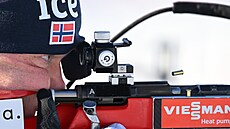 Johannes Dale-Skjevdal z Norska p�i le�ce v závodu �tafet.