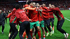 Euforie fotbalist� Maroka po postupu do finále Afrického poháru.
