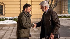 Ukrajinský prezident Volodymyr Zelenskyj p�ijal v Kyjev� �eského prezidenta...
