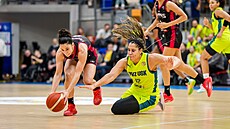 Brionna Jonesová z USK Praha se sna�í získat mí�.