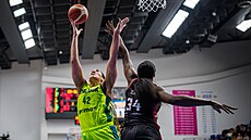 Brionna Jonesová z USK Praha bojuje pod ko�em v Eurolize.