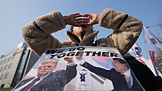 Skupina demonstrant� se shromá�dila na podporu bývalého jihokorejského...