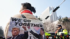 Skupina demonstrant� se shromá�dila na podporu bývalého jihokorejského...
