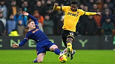 Lewis Hall z Newcastlu fauluje Yersona Mosqueru z Wolverhamptonu.