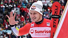 Marco Odermatt, vít�z ob�ího slalomu v Adelbodenu