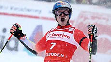 Marco Odermatt, vít�z ob�ího slalomu v Adelbodenu