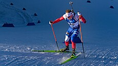 Michal Kr�má� b�hem sprintu v Ruhpoldingu