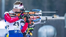 Vít�zslav Hornig na st�elnici b�hem stíhacího závodu v Ruhpoldingu