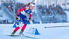 Markéta Davidová na trati stíhacího závodu v Oberhofu