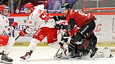 T�ine�tí úto�níci Petr Sikora a Marko Da�o bojují p�ed brankou Sparty s...