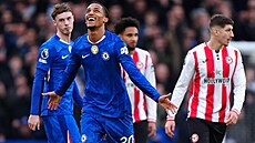 Úto�ník Joao Pedro z Chelsea se raduje ze svého gólu v utkání proti Brentfordu.