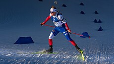 Michal Kr�má� b�hem sprintu v Ruhpoldingu