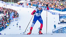 Joná� Mare�ek b�hem sprintu v Ruhpoldingu