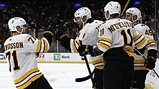 Hokejisté Bostonu se radují z gólu Pavla Zachy.